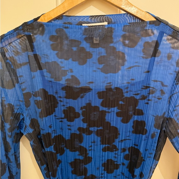 & Other Stories Stockholm Atelier Floral Black and Blue Mesh Midi Dress Sz XS - Picture 8 of 13